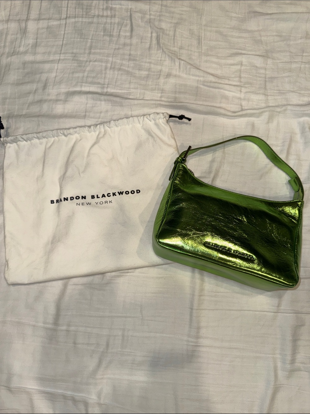 Brandon Blackwood Metallic Lime Green Mini Shoulder Bag